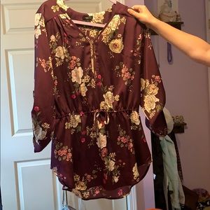 Purple floral blouse